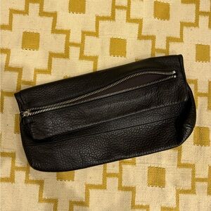 Aritzia Six Eleven Black Leather Clutch